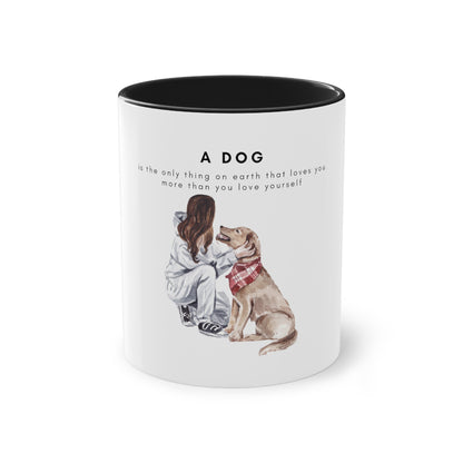 A Dog Love Yourself Two-Tone Coffee Mug, 325ml - White