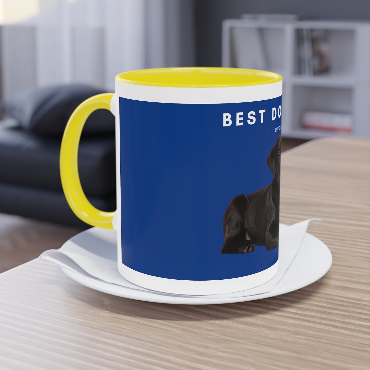 Best Dog Dad Black Lab Two-Tone Coffee Mug, 325ml - Blue