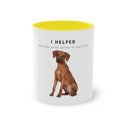 I Helped Add Glitter Ridgeback Sitting Two-Tone Coffee Mug, 325ml - White