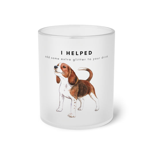 I Helped Add Glitter Beagle - Frosted Glass Mug, 325ml