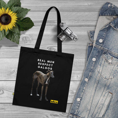 Real Men Respect Galgos Brown White Chest Organic Cotton Tote Bag