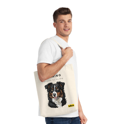 Running Errands For My Dog Black Tri Aussie Woven Tote Bag