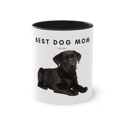 Best Dog Mom Black Lab Two-Tone Coffee Mug, 325ml - White