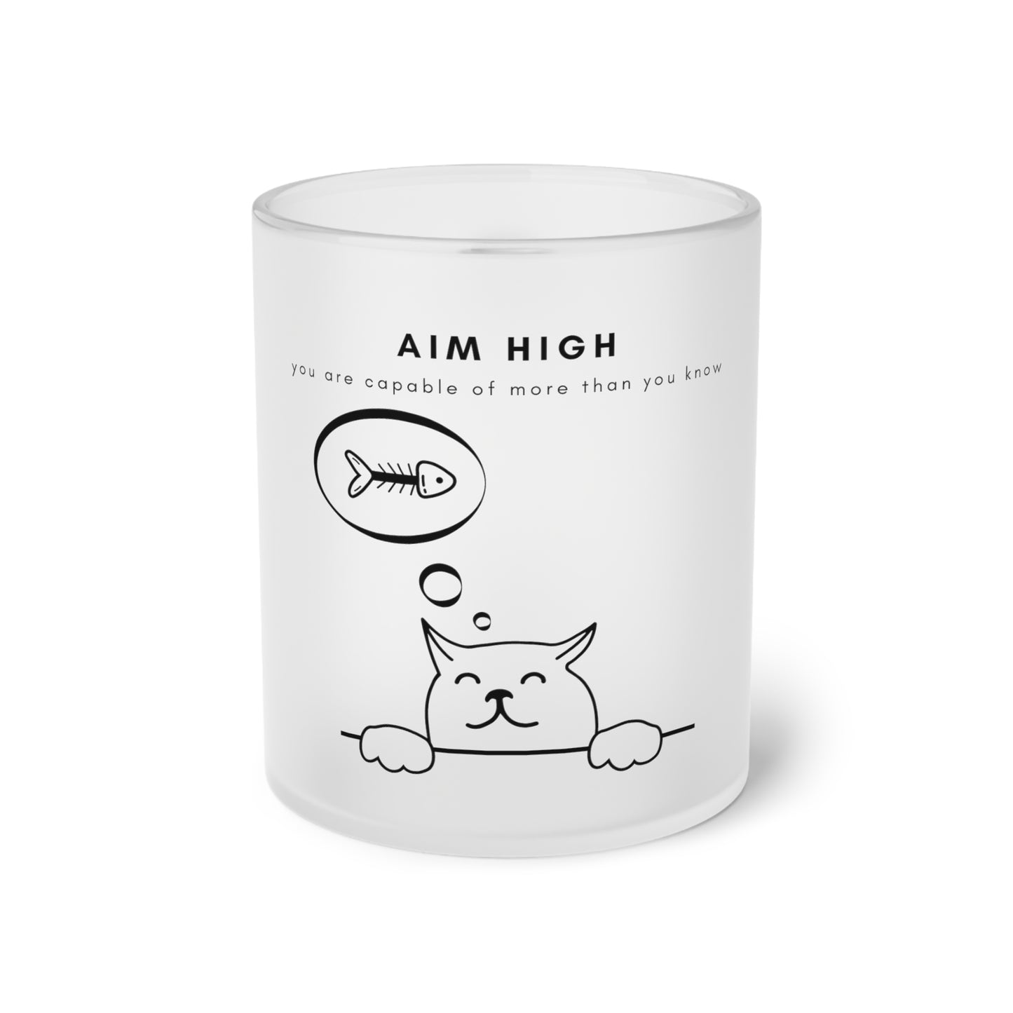 Aim High Cat - Frosted Glass Mug, 325ml