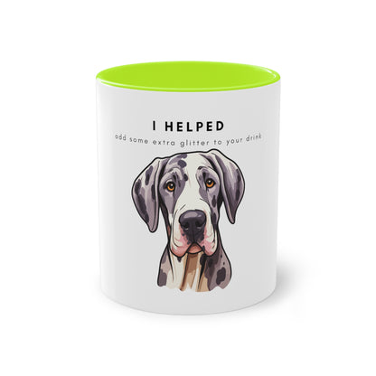 I Helped Add Glitter Great Dane Two-Tone Coffee Mug, 325ml - White