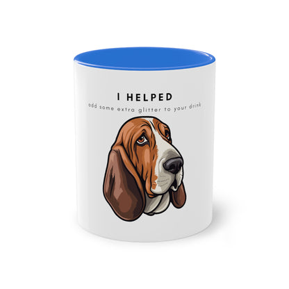 I Helped Add Glitter Basset Hound Two-Tone Coffee Mug, 325ml - White