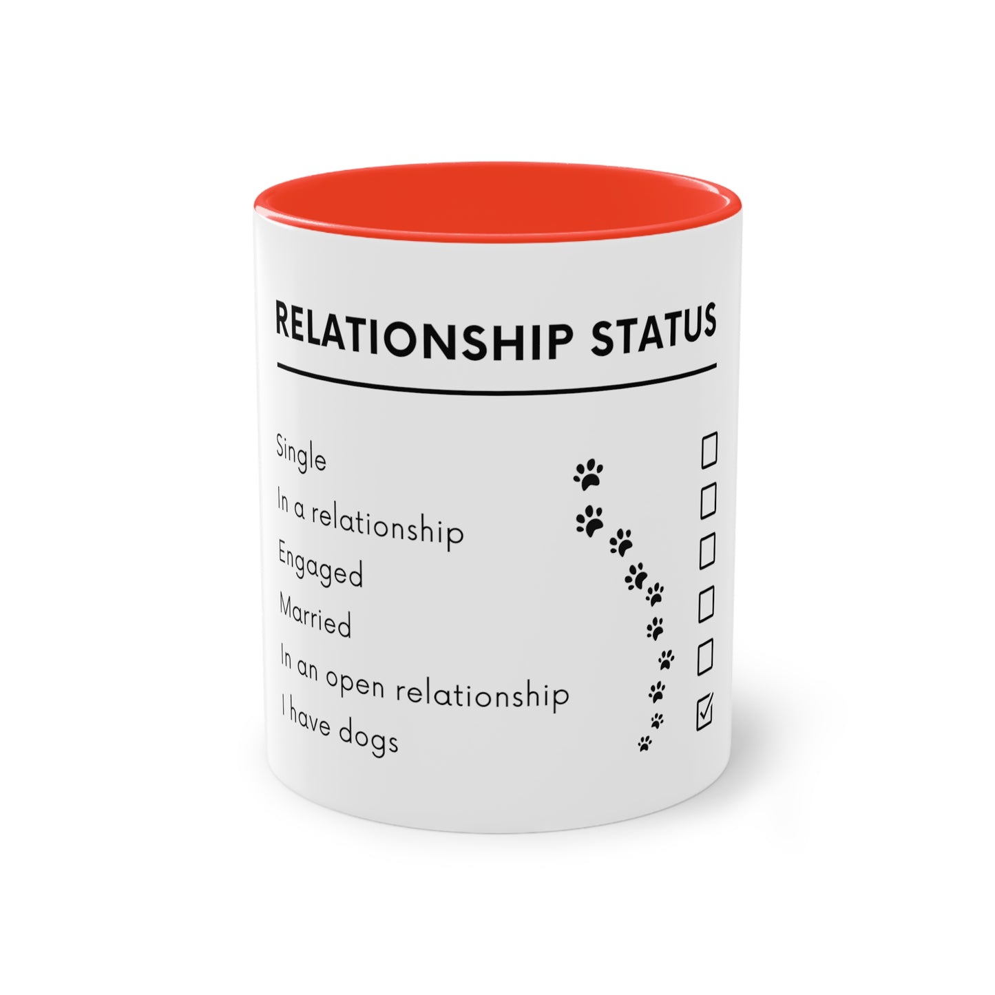 Relationship Status, I Have Dogs Two-Tone Coffee Mug, 325ml - White