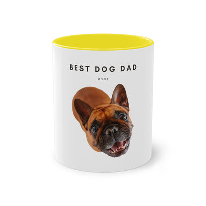 Best Dog Dad Ever Brown French Bulldog Two-Tone Coffee Mug, 325ml - White