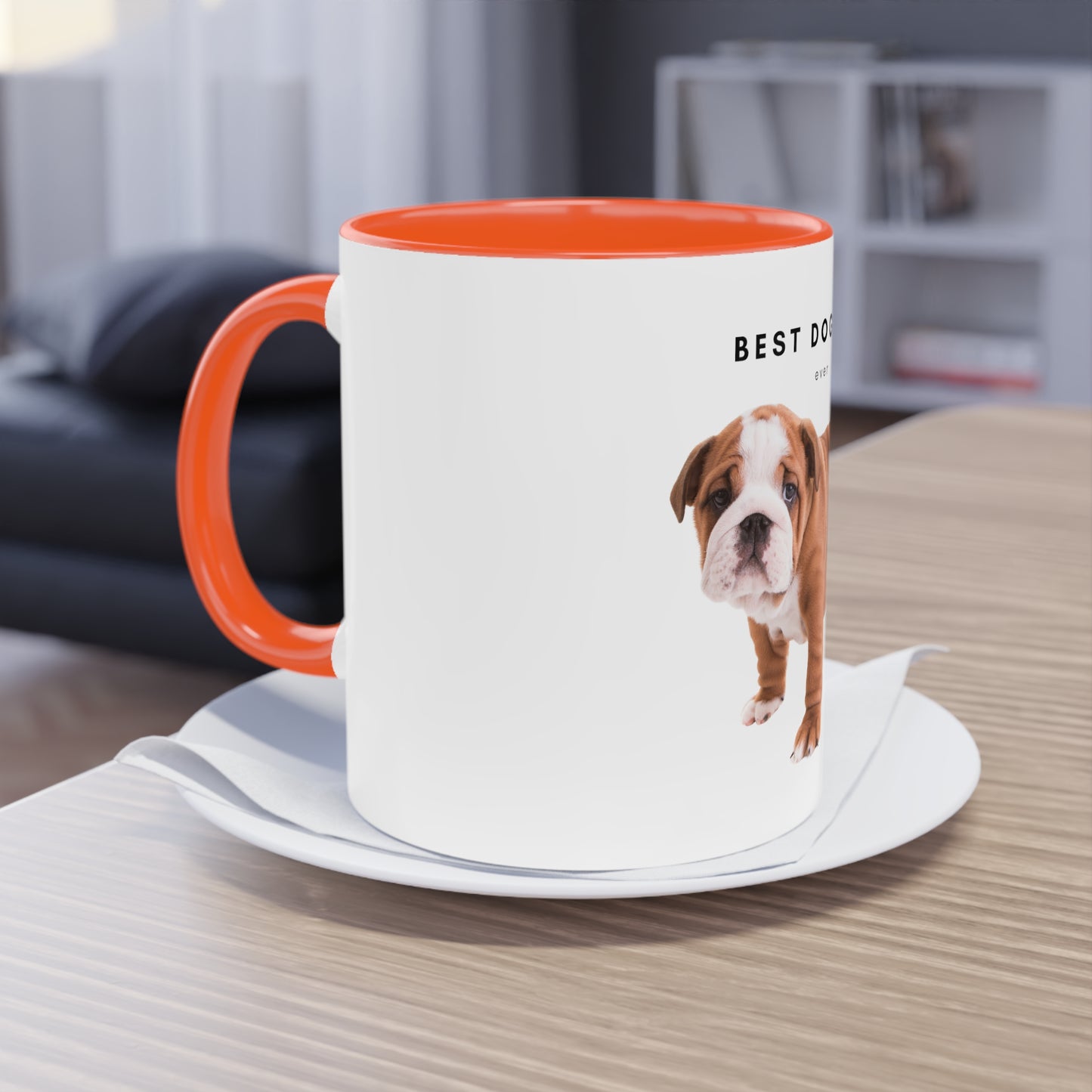 Best Dog Dad Ever English Bulldog Two-Tone Coffee Mug, 325ml - White