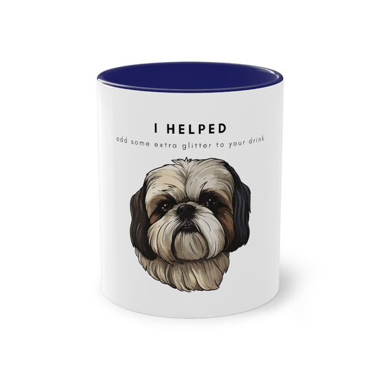 I Helped Add Glitter White Shih Tzu Two-Tone Coffee Mug, 325ml - White