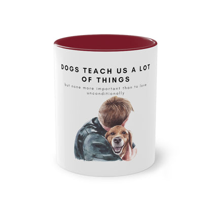 Dogs Teach Us Two-Tone Coffee Mug, 325ml - White