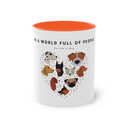 In A World Full Of People Dog Two-Tone Coffee Mug, 325ml - White