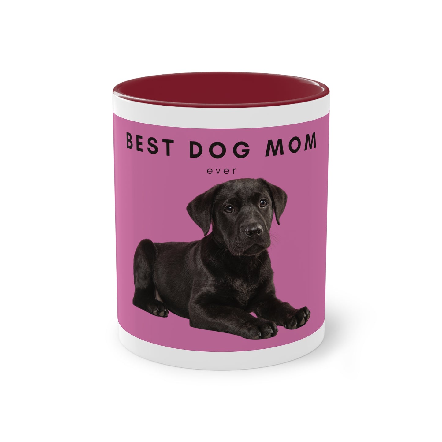 Best Dog Mom Black Lab Two-Tone Coffee Mug, 325ml - Pink