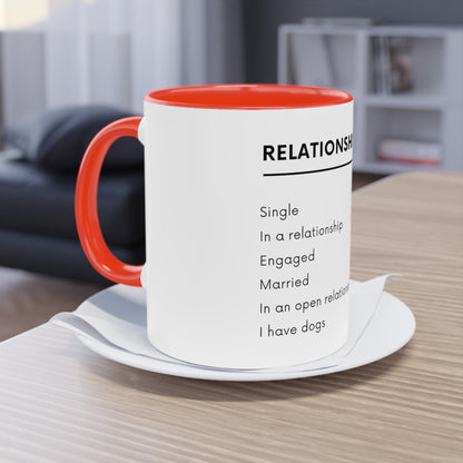 Relationship Status, I Have Dogs Two-Tone Coffee Mug, 325ml - White