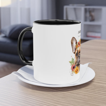 Just Breathe French Bulldog Two-Tone Coffee Mug, 325ml - White