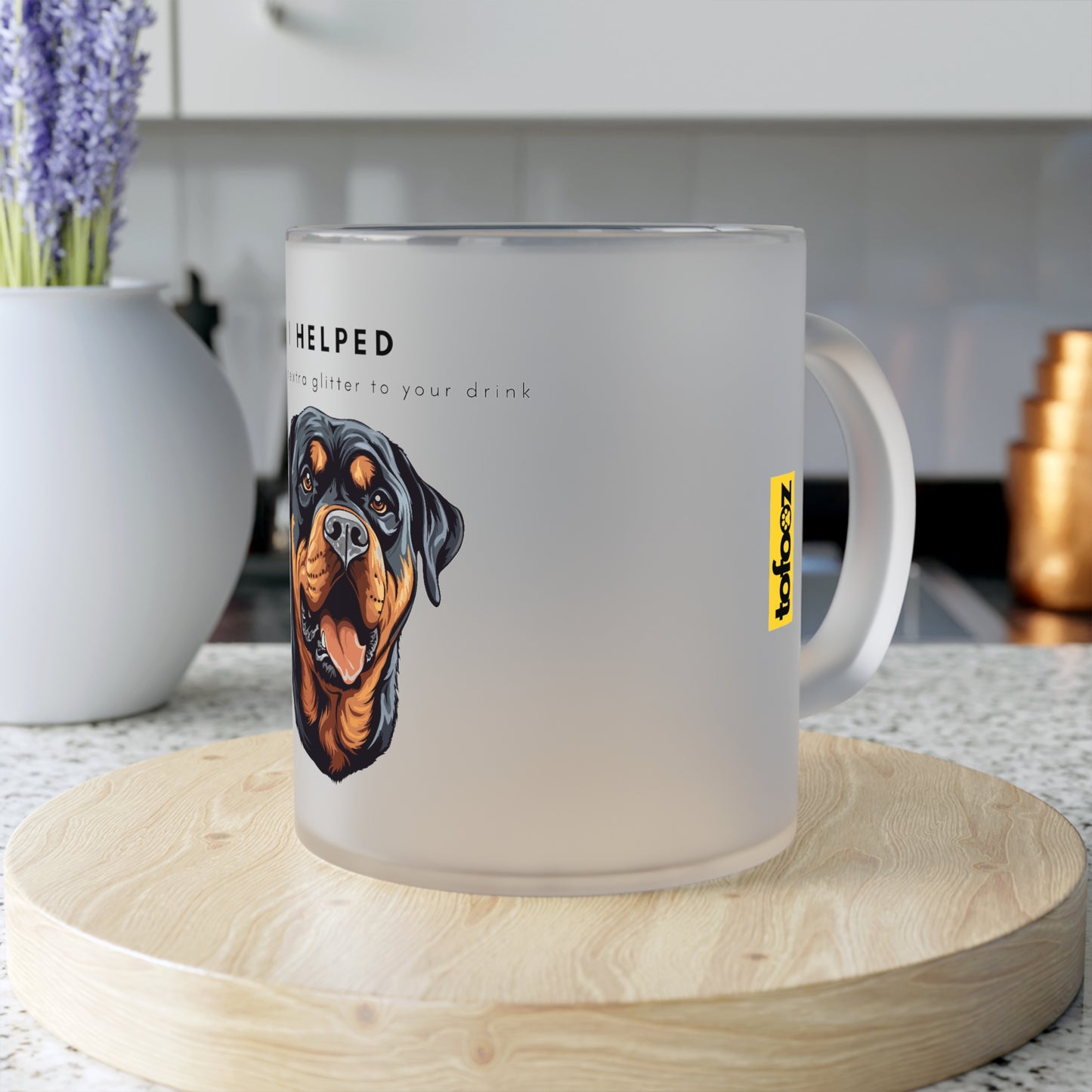 I Helped Add Glitter Rottweiler - Frosted Glass Mug, 325ml