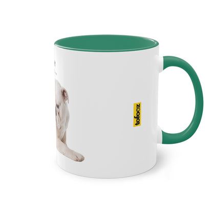 Hurry I Need Caffeine English Bulldog Two-Tone Coffee Mug, 325ml - White