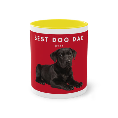 Best Dog Dad Black Lab Two-Tone Coffee Mug, 325ml - Red