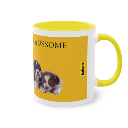 Today Will Be Aussome Aussie Puppies Two-Tone Coffee Mug, 325ml - Yellow