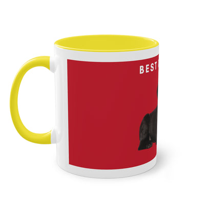 Best Dog Dad Black Lab Two-Tone Coffee Mug, 325ml - Red