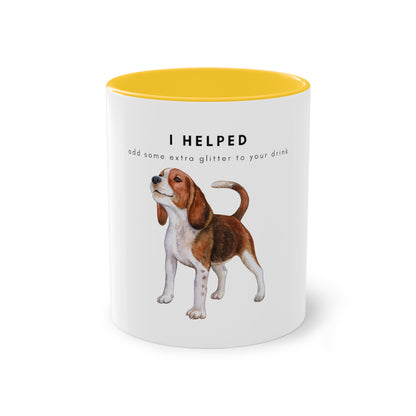 I Helped Add Glitter Beagle Two-Tone Coffee Mug, 325ml - White