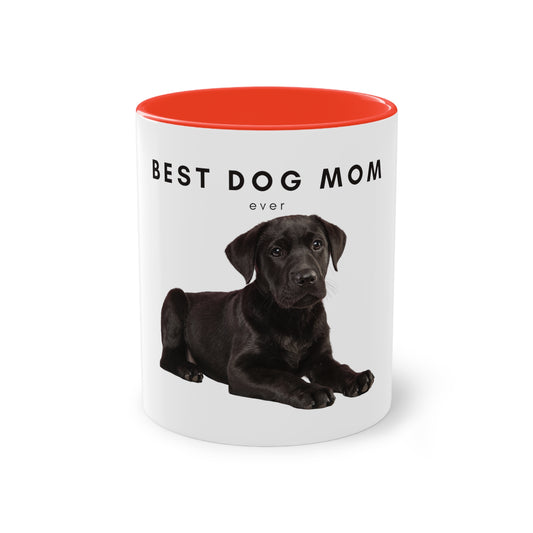 Best Dog Mom Black Lab Two-Tone Coffee Mug, 325ml - White