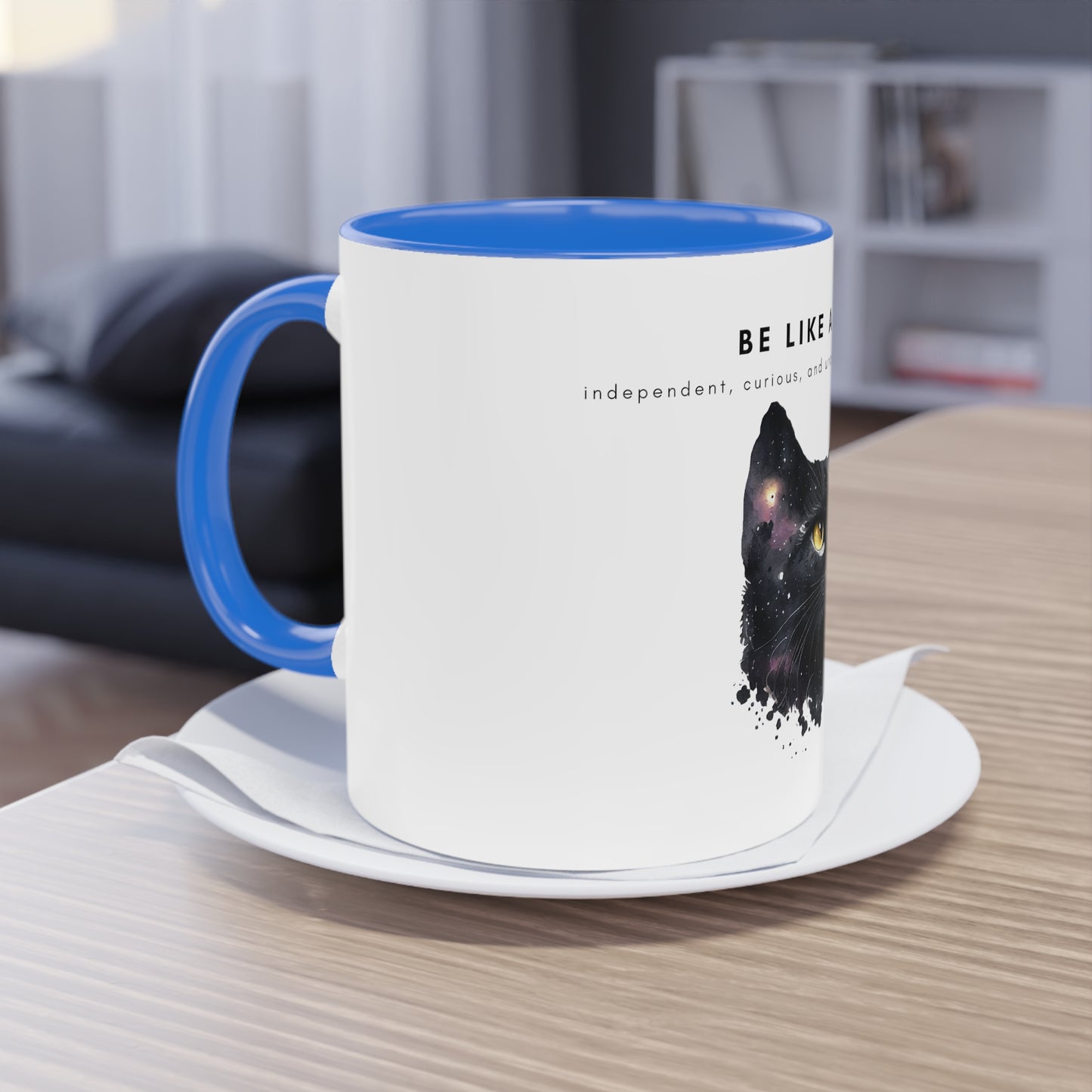 Be Like A Cat Two-Tone Coffee Mug, 325ml - White