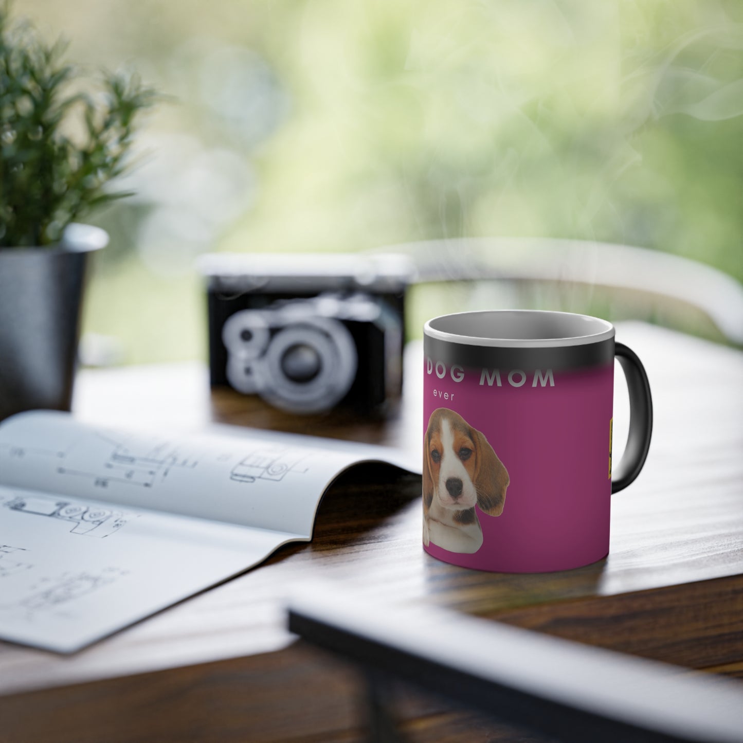 Best Dog Mom Beagle Magic Mug, 325ml - Pink