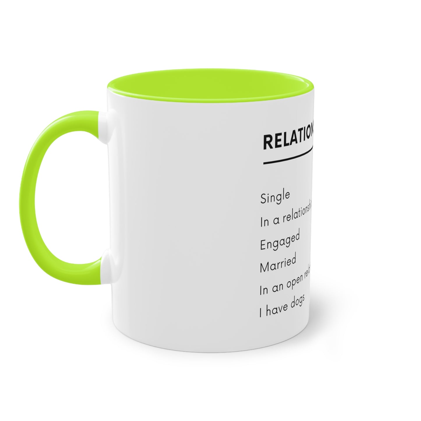 Relationship Status, I Have Dogs Two-Tone Coffee Mug, 325ml - White