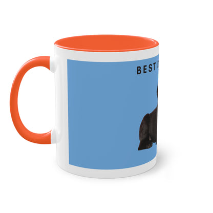 Best Dog Mom Black Lab Two-Tone Coffee Mug, 325ml - Light Blue