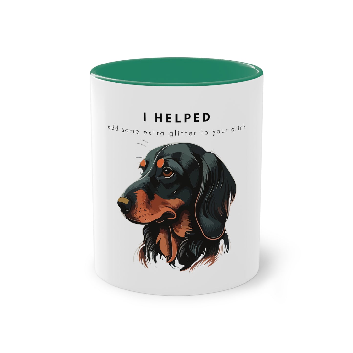 I Helped Add Glitter Dachshund Two-Tone Coffee Mug, 325ml - White