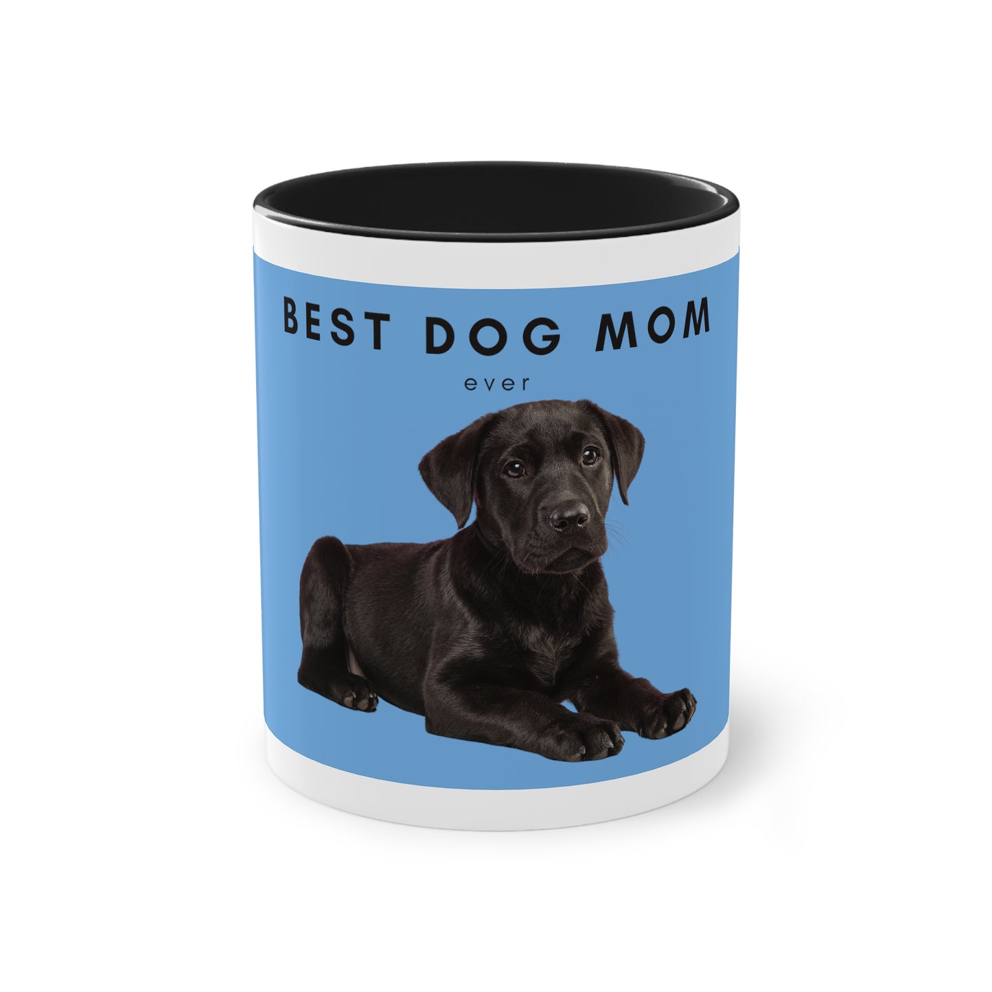 Best Dog Mom Black Lab Two-Tone Coffee Mug, 325ml - Light Blue