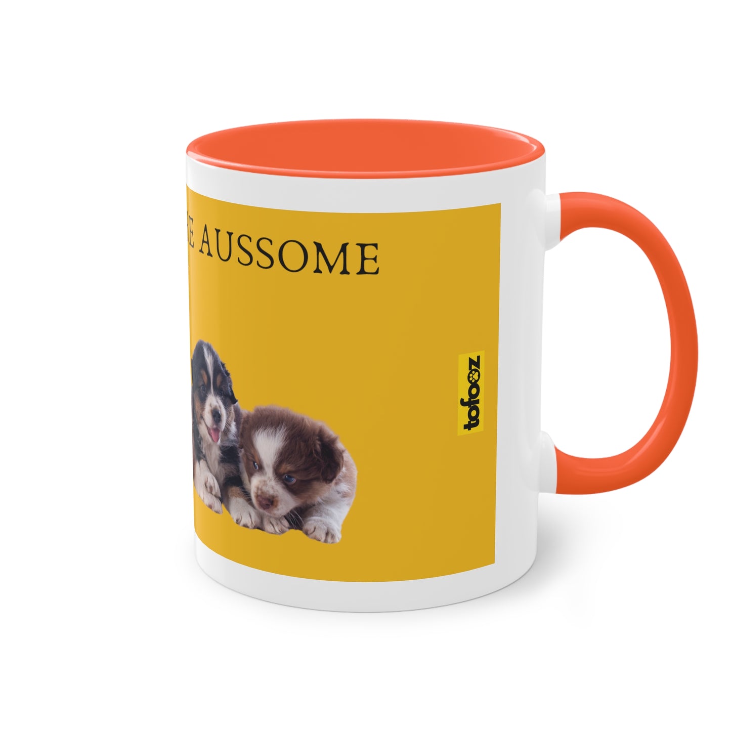 Today Will Be Aussome Aussie Puppies Two-Tone Coffee Mug, 325ml - Yellow