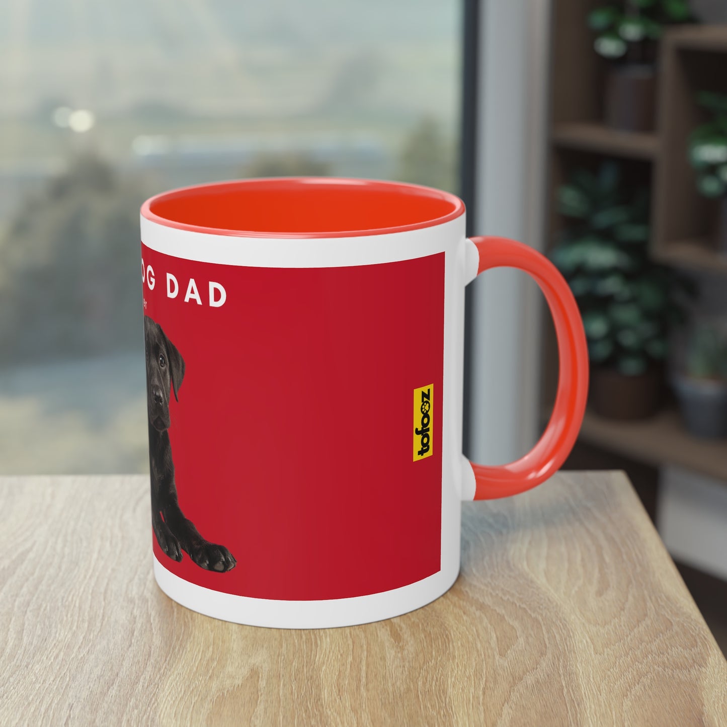 Best Dog Dad Black Lab Two-Tone Coffee Mug, 325ml - Red