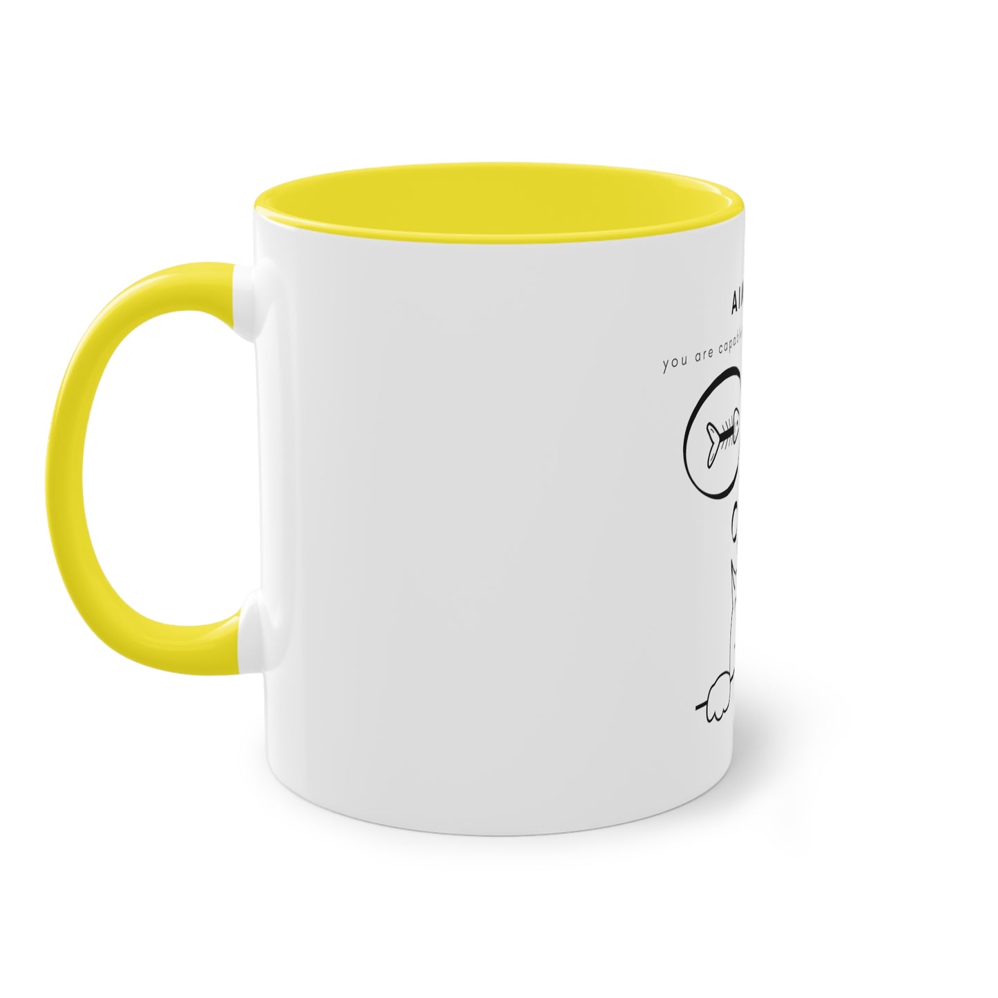 Aim High Cat Two-Tone Coffee Mug, 325ml - White