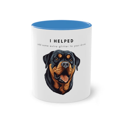 I Helped Add Glitter Rottweiler Two-Tone Coffee Mug, 325ml - White