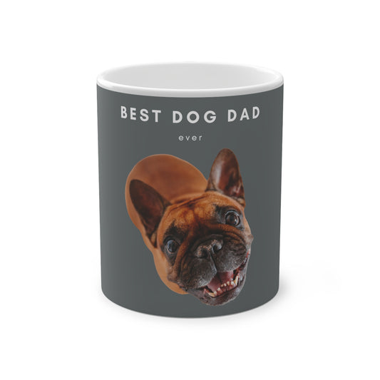 Best Dog Dad Ever Brown French Bulldog Magic Mug, 325ml - Grey