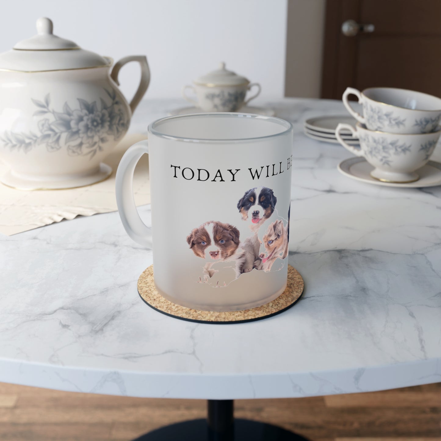 Today Will Be Aussome Aussie Puppies - Frosted Glass Mug, 325ml