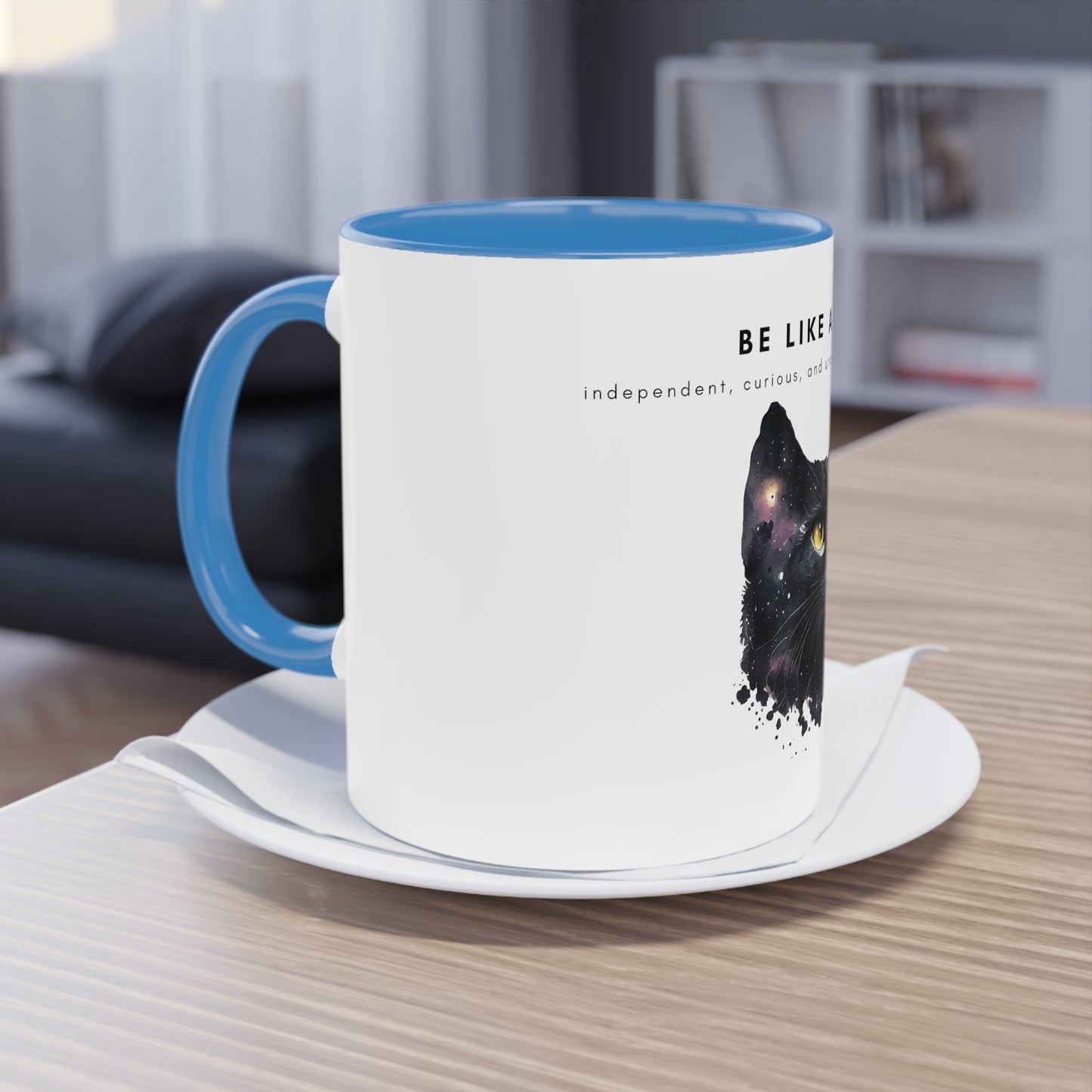 Be Like A Cat Two-Tone Coffee Mug, 325ml - White