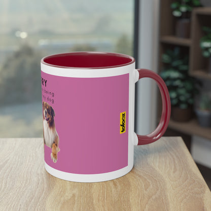 Sorry Too Busy Being Trained Red Merle Aussie Two-Tone Coffee Mug, 325ml - Pink