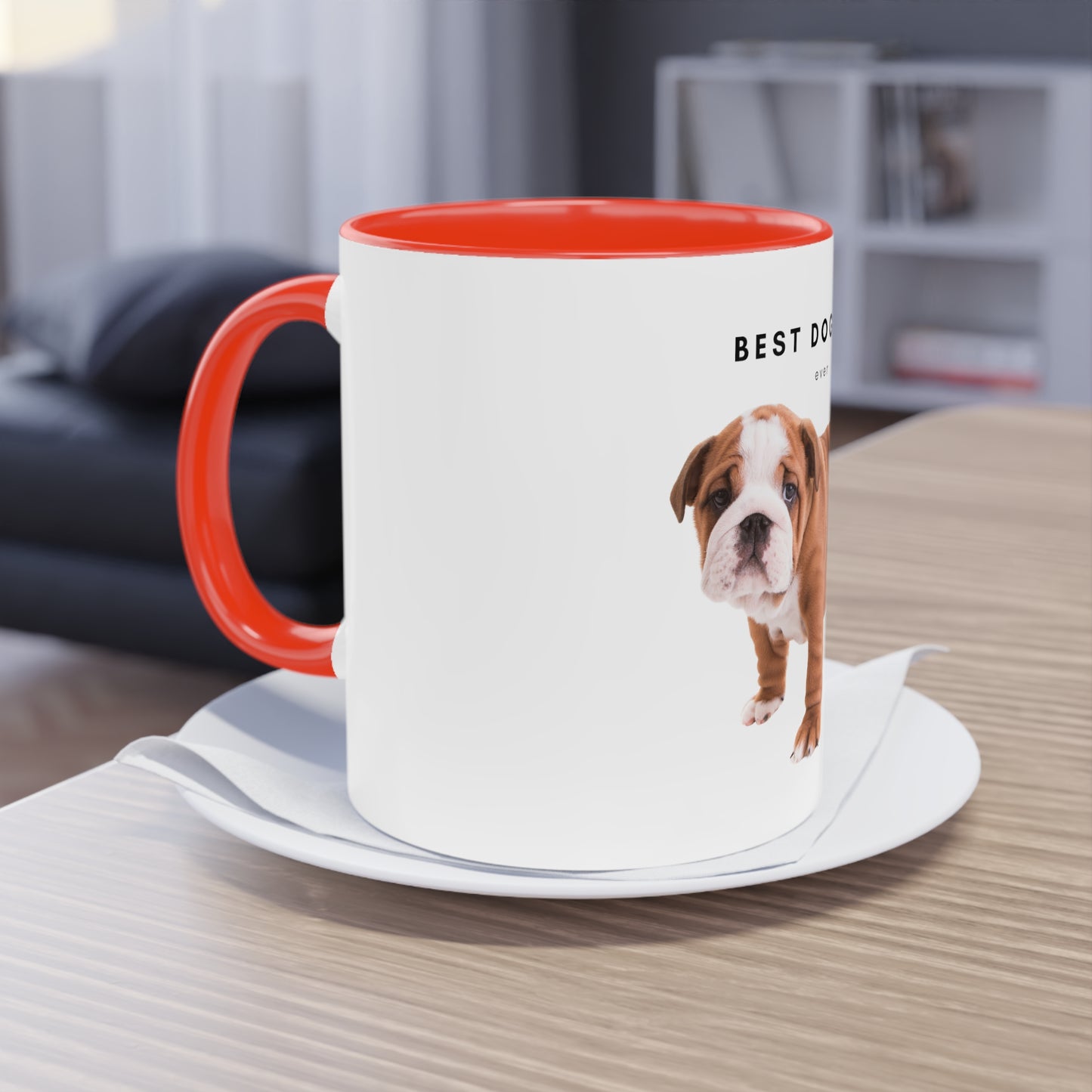 Best Dog Dad Ever English Bulldog Two-Tone Coffee Mug, 325ml - White