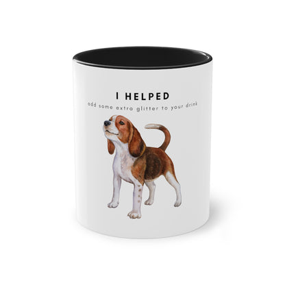 I Helped Add Glitter Beagle Two-Tone Coffee Mug, 325ml - White