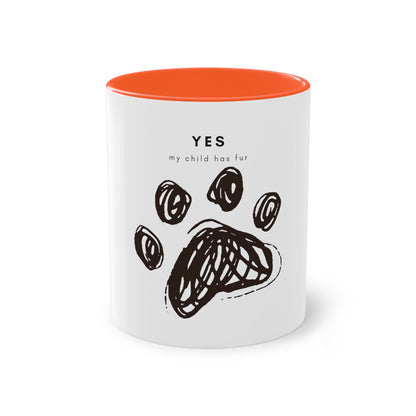 Yes My Child Has Fur Two-Tone Coffee Mug, 325ml - White