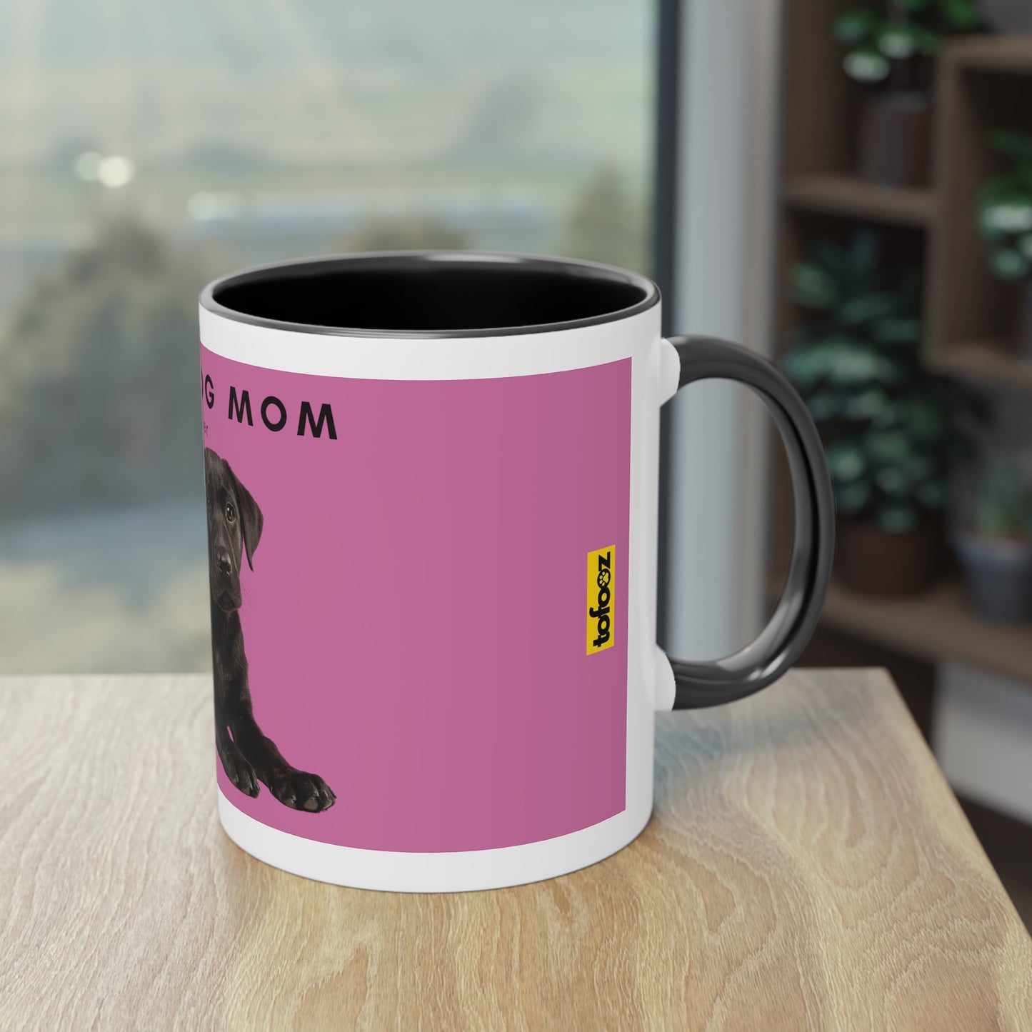 Best Dog Mom Black Lab Two-Tone Coffee Mug, 325ml - Pink