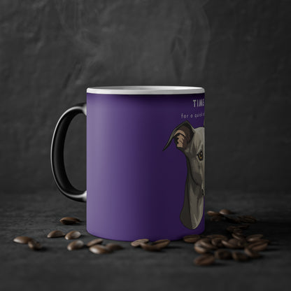 Time For A Quick Coffee Italian Greyhound Magic Mug, 325ml - Purple