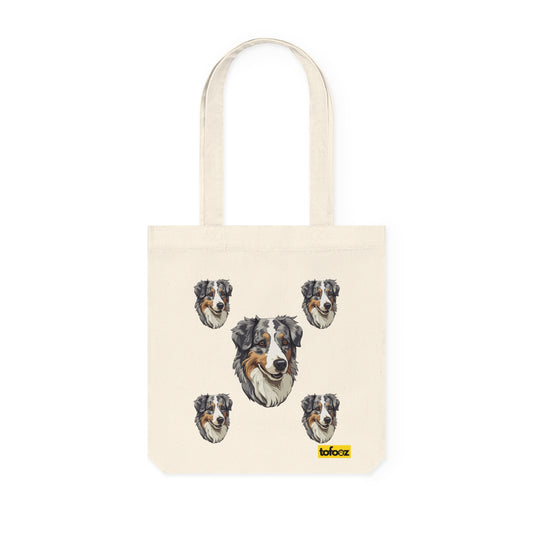 Blue Merle Aussie Print Woven Tote Bag