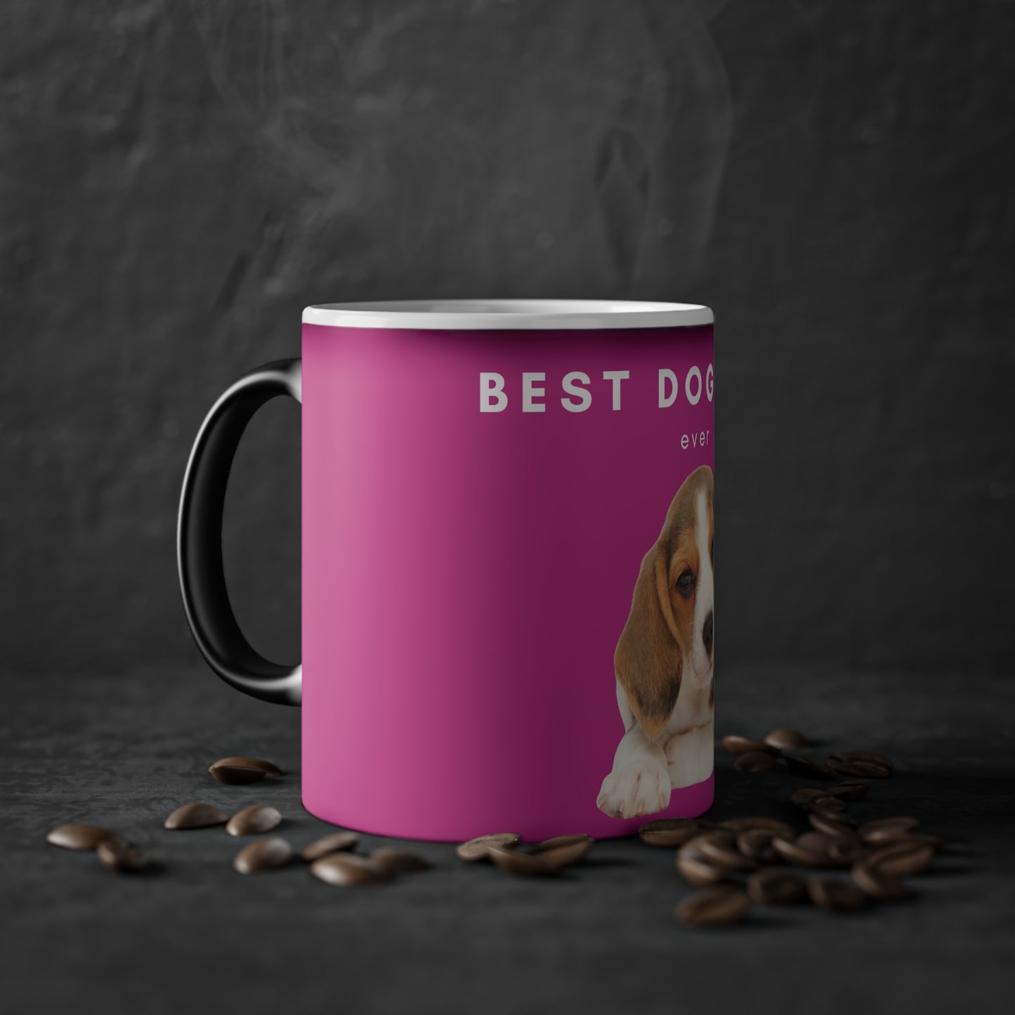 Best Dog Mom Beagle Magic Mug, 325ml - Pink