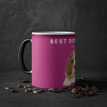 Best Dog Mom Beagle Magic Mug, 325ml - Pink