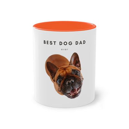 Best Dog Dad Ever Brown French Bulldog Two-Tone Coffee Mug, 325ml - White