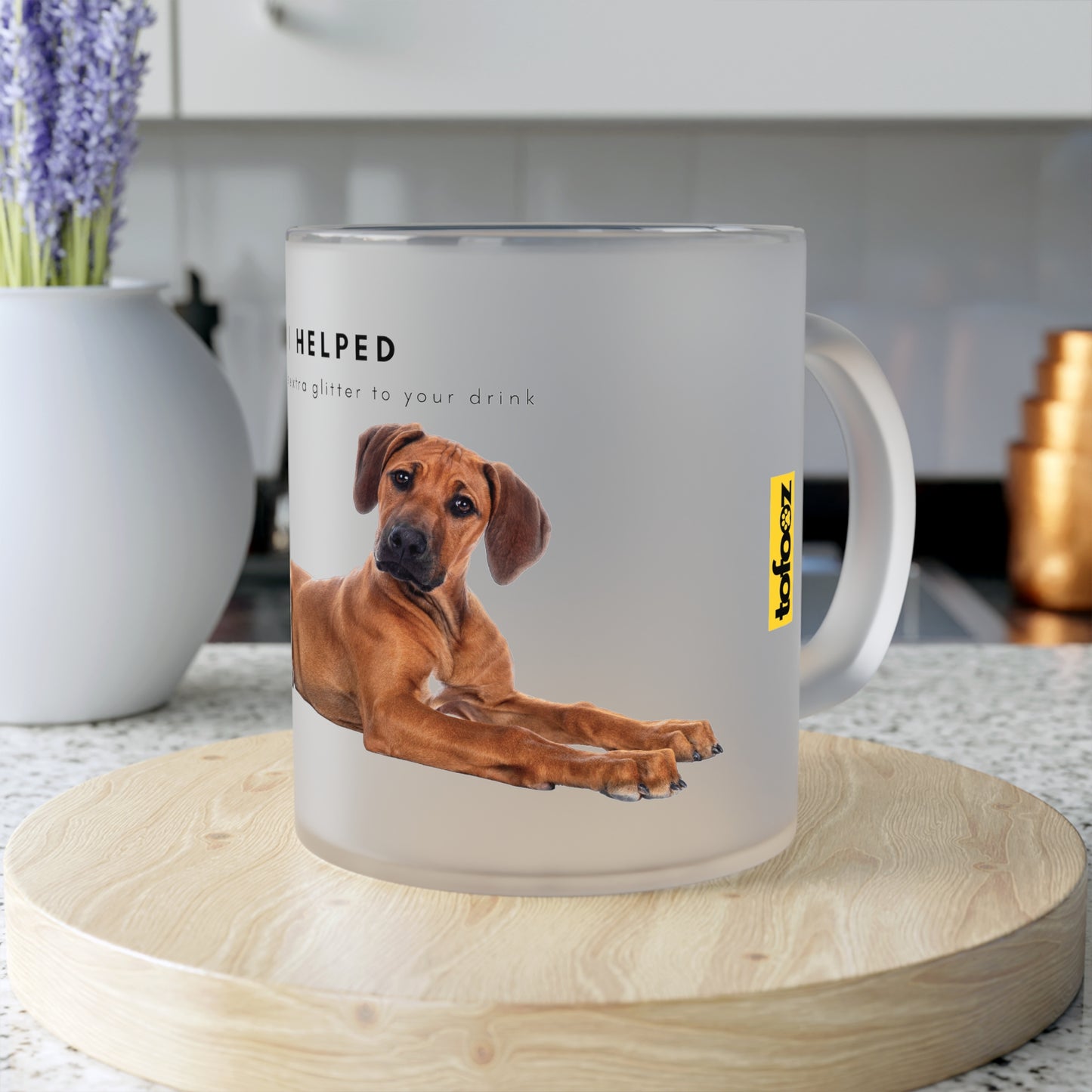 I Helped Add Glitter Ridgeback - Frosted Glass Mug, 325ml